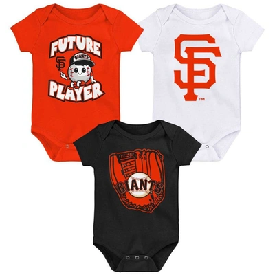 Outerstuff Babies' Newborn & Infant Orange/black/white San Francisco Giants Minor League Player Three-pack Bodysuit Set In Orange,black,white