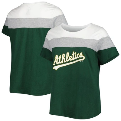 Profile White/green Oakland Athletics Plus Size Colorblock T-shirt In Hunter Green