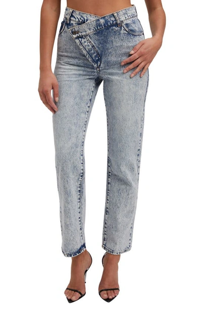 Bardot Remi Crossover Waist Straight Leg Jeans In Acid