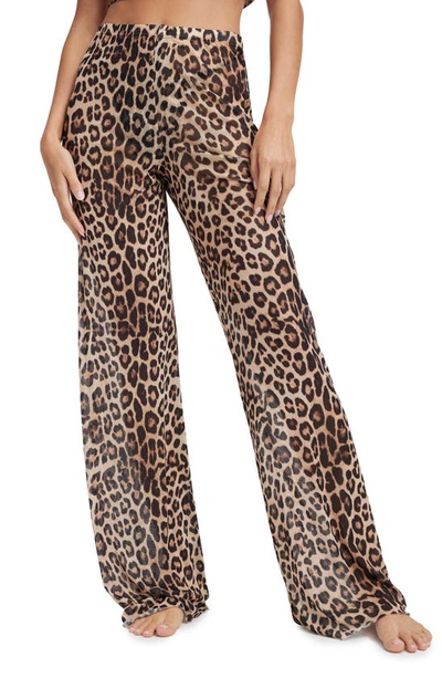 Good American Animal Print Mesh Wide Leg Pant In Good Leopard003
