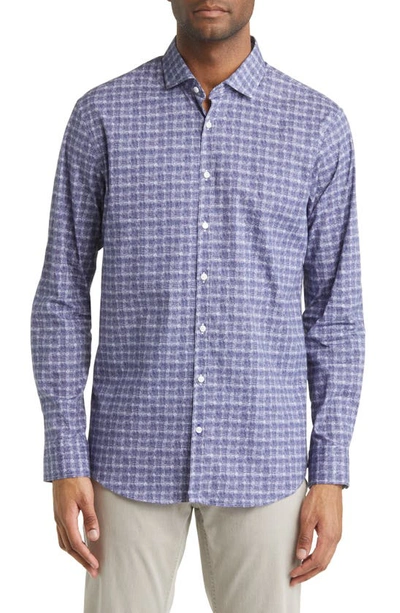 Brax Harold Check Hi Flex Stretch Cotton Button-up Shirt In Blue