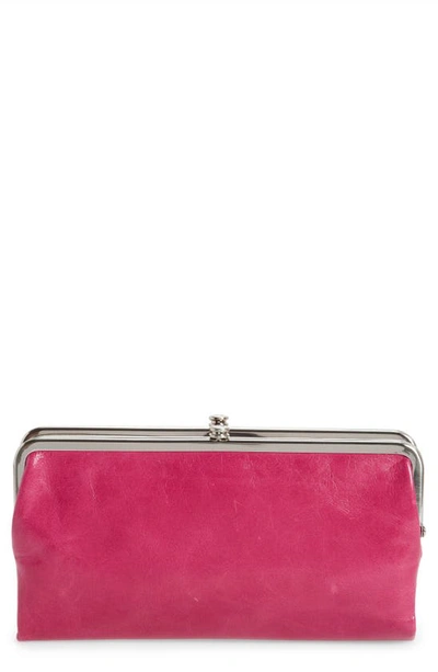 Hobo Lauren Leather Double Frame Clutch In Fuchsia