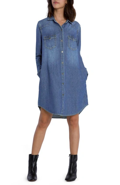 Wash Lab Denim Amanda Long Sleeve Denim Shirtdress In Taylor Blue