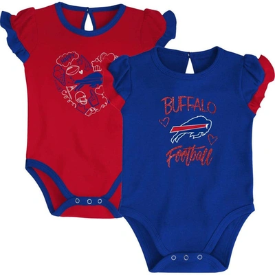 Outerstuff Babies' Newborn And Infant Boys And Girls Royal, Red Buffalo Bills Too Much Love Two-piece Bodysuit Set In Royal,red
