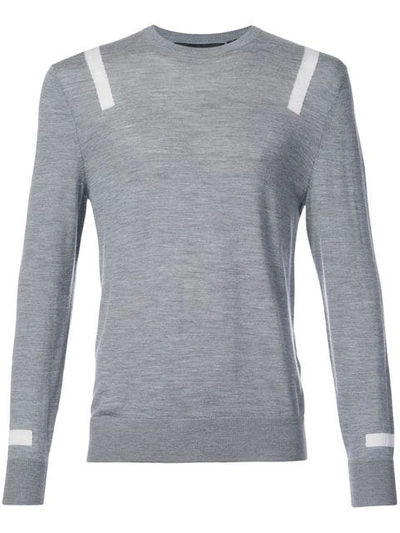 Neil Barrett Stripe Detail Sweater In Grey
