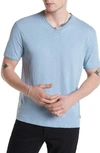 John Varvatos Regular Fit V-neck Short Sleeve Linen T-shirt In Pacific Blue