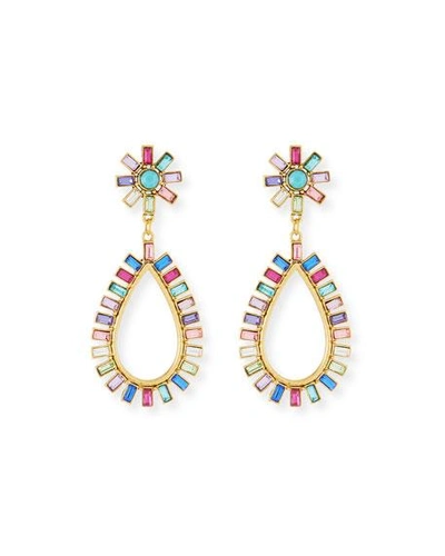 Sequin Rainbow Floral Crystal Drop Earrings In Multi