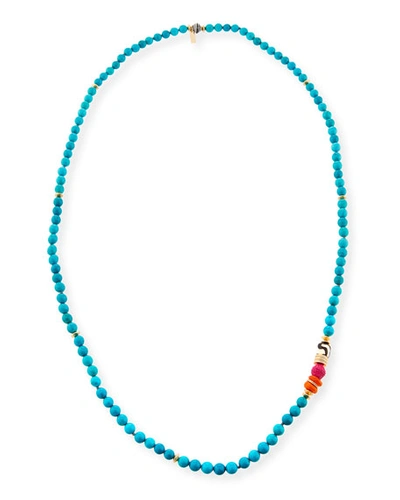 Akola Long Turquoise Beaded One-strand Necklace, 36"