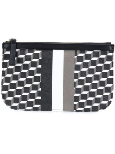 Pierre Hardy Geometric Pattern Large Clutch In Black