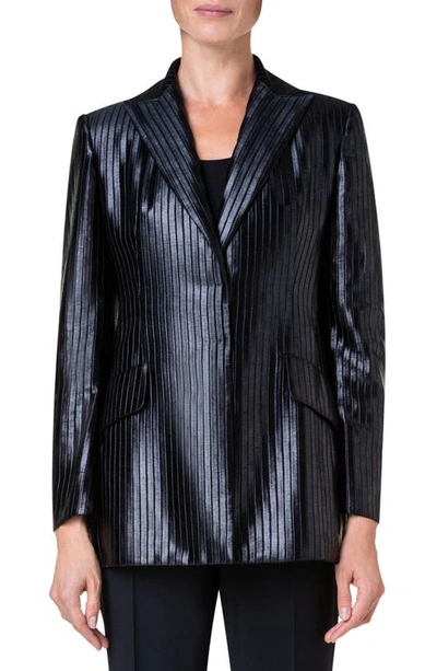 Akris Matthiew Rib Texture Blazer In Black