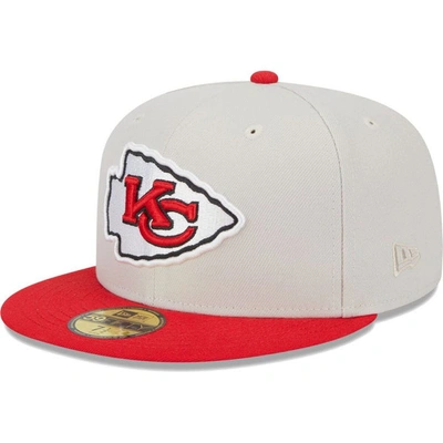 New Era Men's  Khaki, Red Kansas City Chiefs Super Bowl Champions Patch 59fifty Fitted Hat In Khaki,red