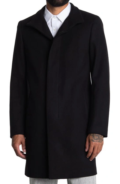 Theory Belvin City Melton Wool Blend Coat In Black