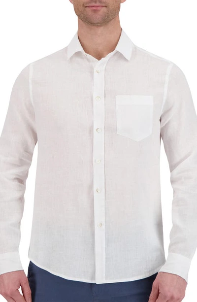 Report Collection Stretch Linen Dress Shirt In White