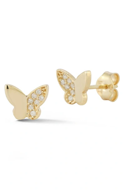 Ember Fine Jewelry 14k Yellow Gold & Diamond Butterfly Stud Earrings