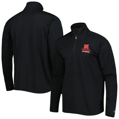 Champion Black Nebraska Huskers Textured Quarter-zip Jacket