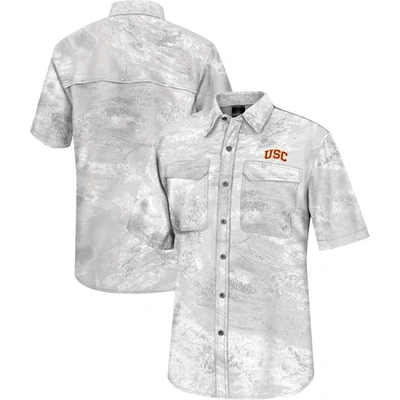 Colosseum White Usc Trojans Realtree Aspect Charter Full-button Fishing Shirt