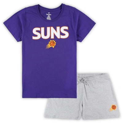 Fanatics Branded Purple/heather Gray Phoenix Suns Plus Size T-shirt & Shorts Combo Set
