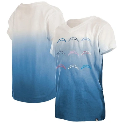 New Era Kids' Youth  Powder Blue Los Angeles Chargers Multi Logo Ombre V-neck T-shirt