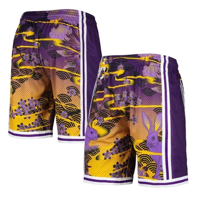 Mitchell & Ness Men's  Purple Los Angeles Lakers Lunar New Year Swingman Shorts