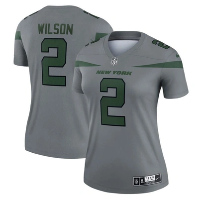 Nike Zach Wilson Gray New York Jets Inverted Legend Jersey