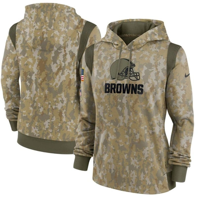 Nike Olive Cleveland Browns 2021 Salute To Service Therma Performance Pullover Hoodie