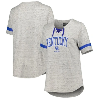 Profile Heather Gray Kentucky Wildcats Plus Size Lace-up T-shirt