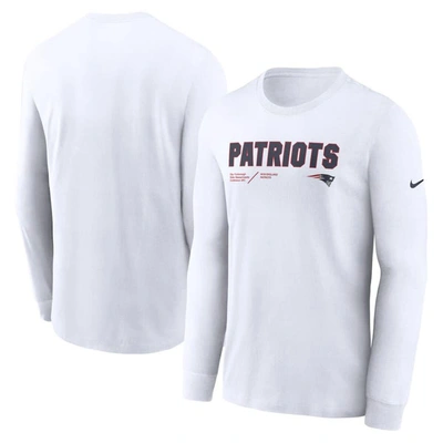 Nike White New England Patriots Sideline Infograph Lock Up Performance Long Sleeve T-shirt