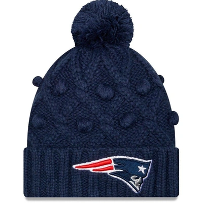 New Era Kids' Girls Youth  Navy New England Patriots Toasty Cuffed Knit Hat With Pom