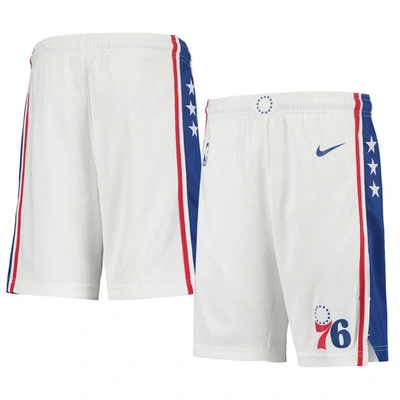 Nike Kids' Youth  White Philadelphia 76ers 2020/21 Swingman Shorts