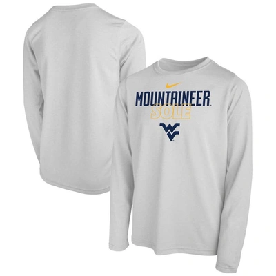 Nike Kids' Youth   White West Virginia Mountaineers Sole Bench T-shirt