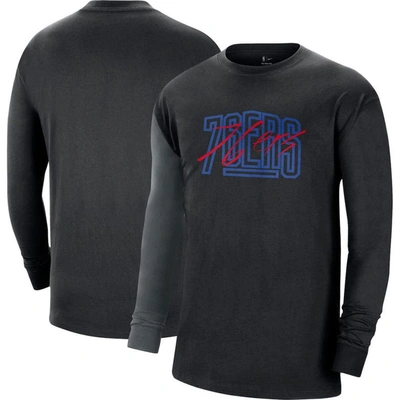 Nike Black Philadelphia 76ers Courtside Versus Flight Max90 Long Sleeve T-shirt