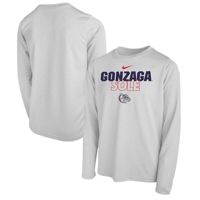 Nike Kids' Youth   White Gonzaga Bulldogs Sole Bench T-shirt