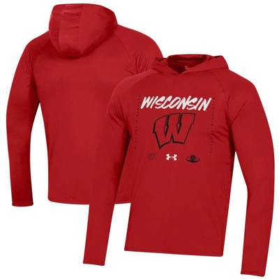 Under Armour Red Wisconsin Badgers On Court Shooting Long Sleeve Hoodie T-shirt