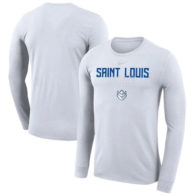 Nike White Saint Louis Billikens On Court Bench Long Sleeve T-shirt