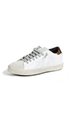 P448 Women's John Perforated Leather & Snake Print Lace Up Sneakers In White/rose Metallic