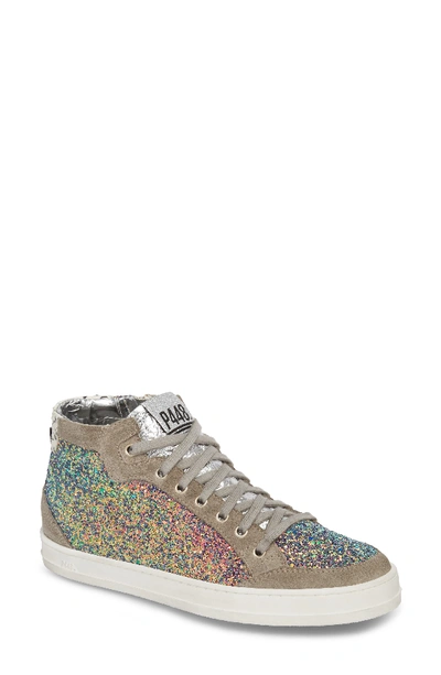 P448 Love Glittered High-top Sneakers In Multicolor
