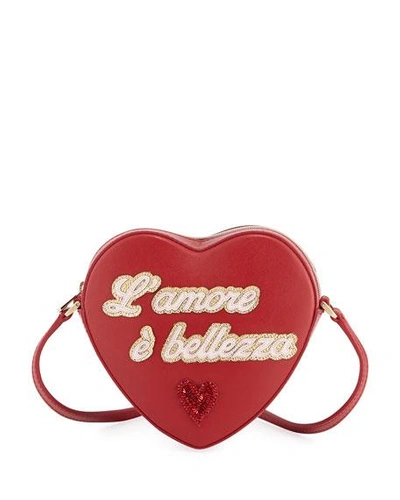 Dolce & Gabbana Girls' L'amore Heart-shaped Leather Crossbody Bag In Red