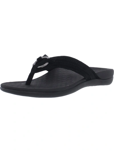 Vionic Aloe Womens Arch Support Flat Thong Sandals In Black