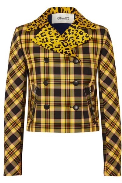 価格は安く Leopard-print Furstenberg Von Diane Calf Checked And Hair ジャケット・アウター