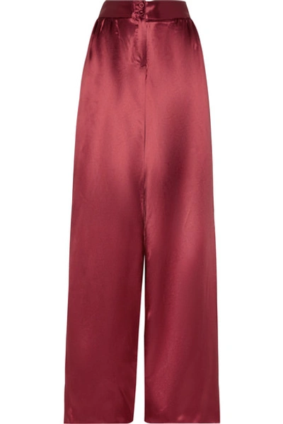 Bottega Veneta Satin Wide-leg Pajama Pant In Crimson