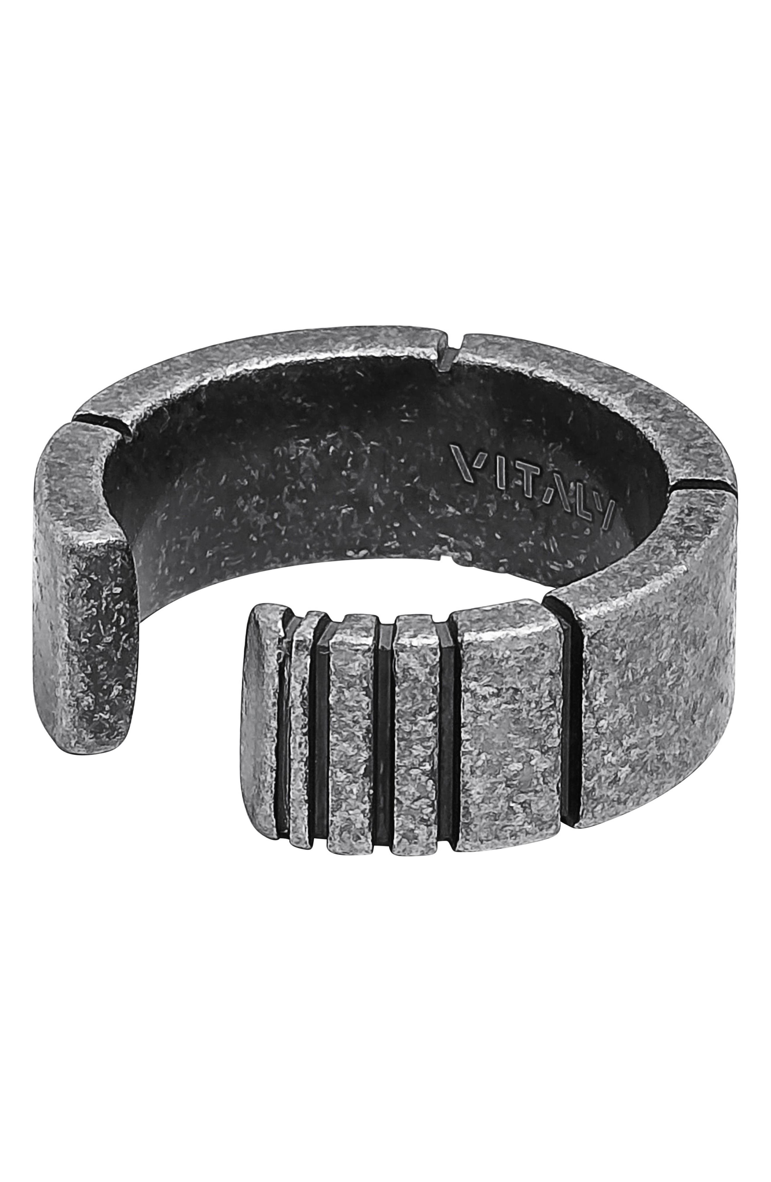 Vitaly Sector Ring In Antiqued Steel ModeSens