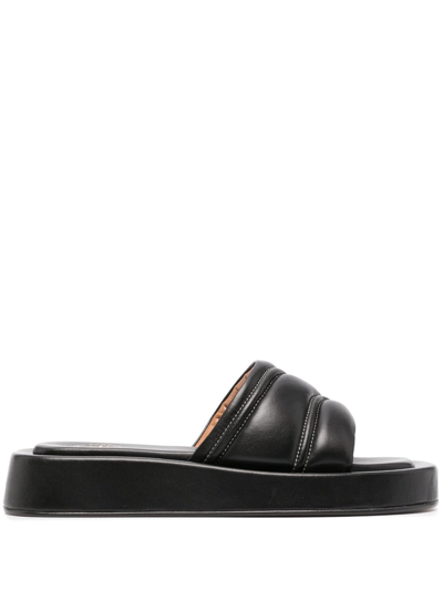 Atp Atelier Black Padded Flatform Slides