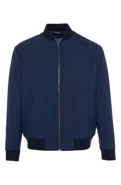 Cardinal Of Canada Bomber Jacket In Navy Plaid