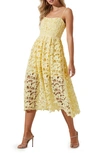 Astr Joyce Linen Blend Lace Midi Dress In Lemon