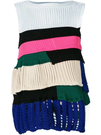 Sacai Layered Ribbed Jumper In Multicolour