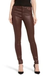 Ag The Farrah High Rise Skinny Jeans In Leatherette Gingerbread