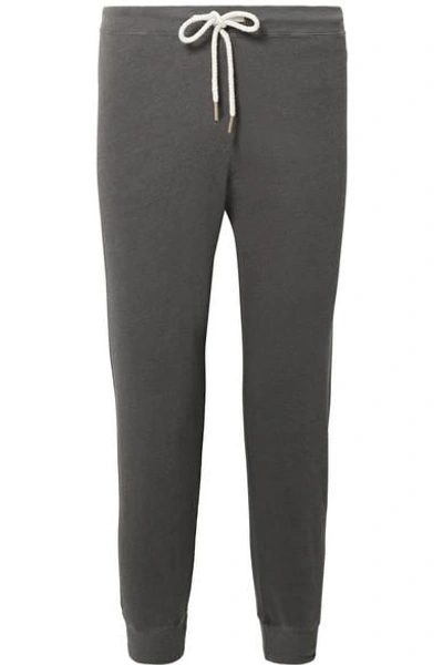 The Great The Cropped Cotton-jersey Track Pants In Washed Black