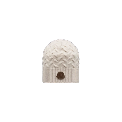 Moncler Bonnet En Laine In Beige