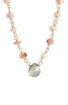 Ela Rae Beaded Collar Necklace In Pink Opal/ Labradorite