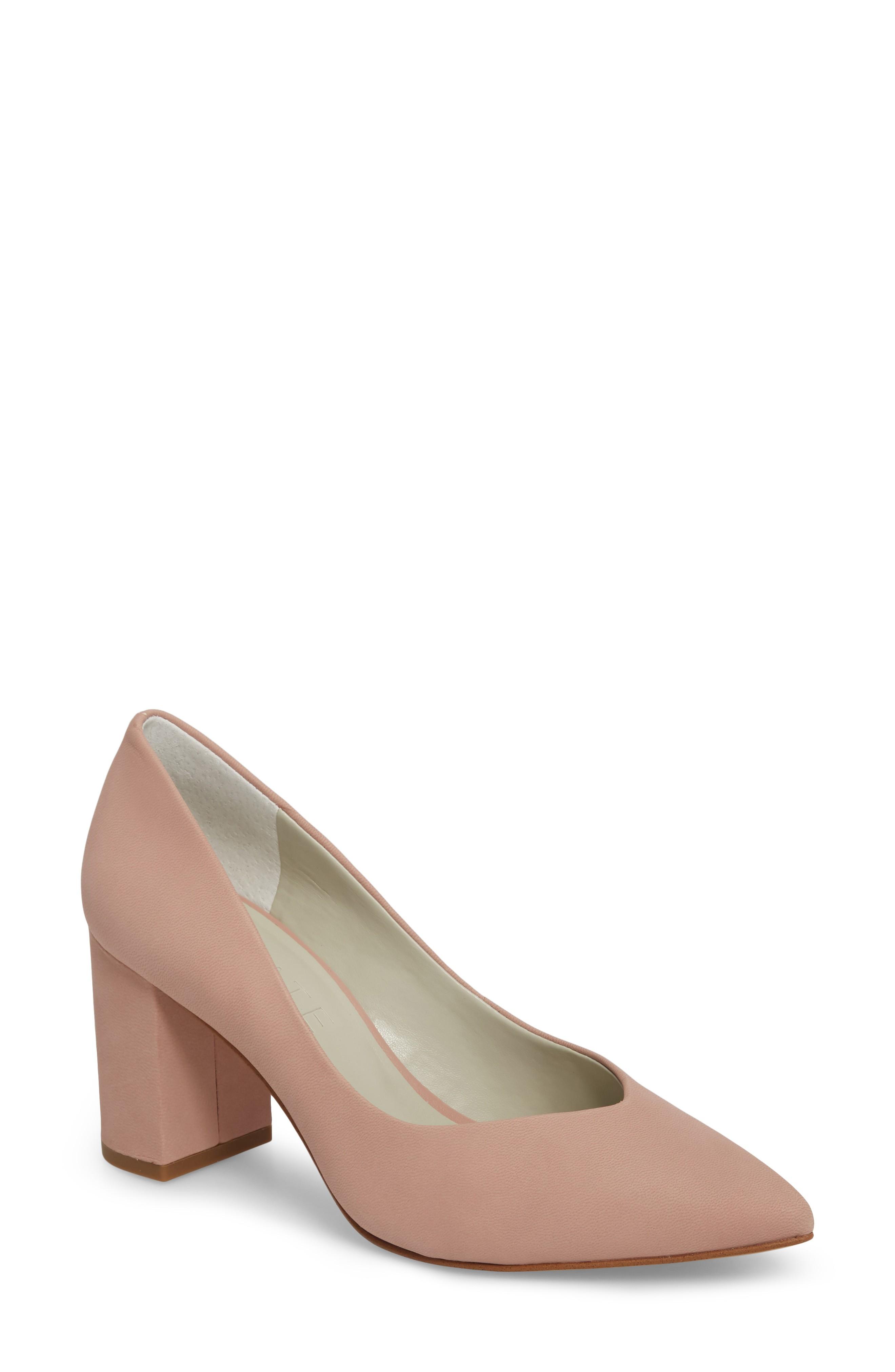 blush block heel pumps